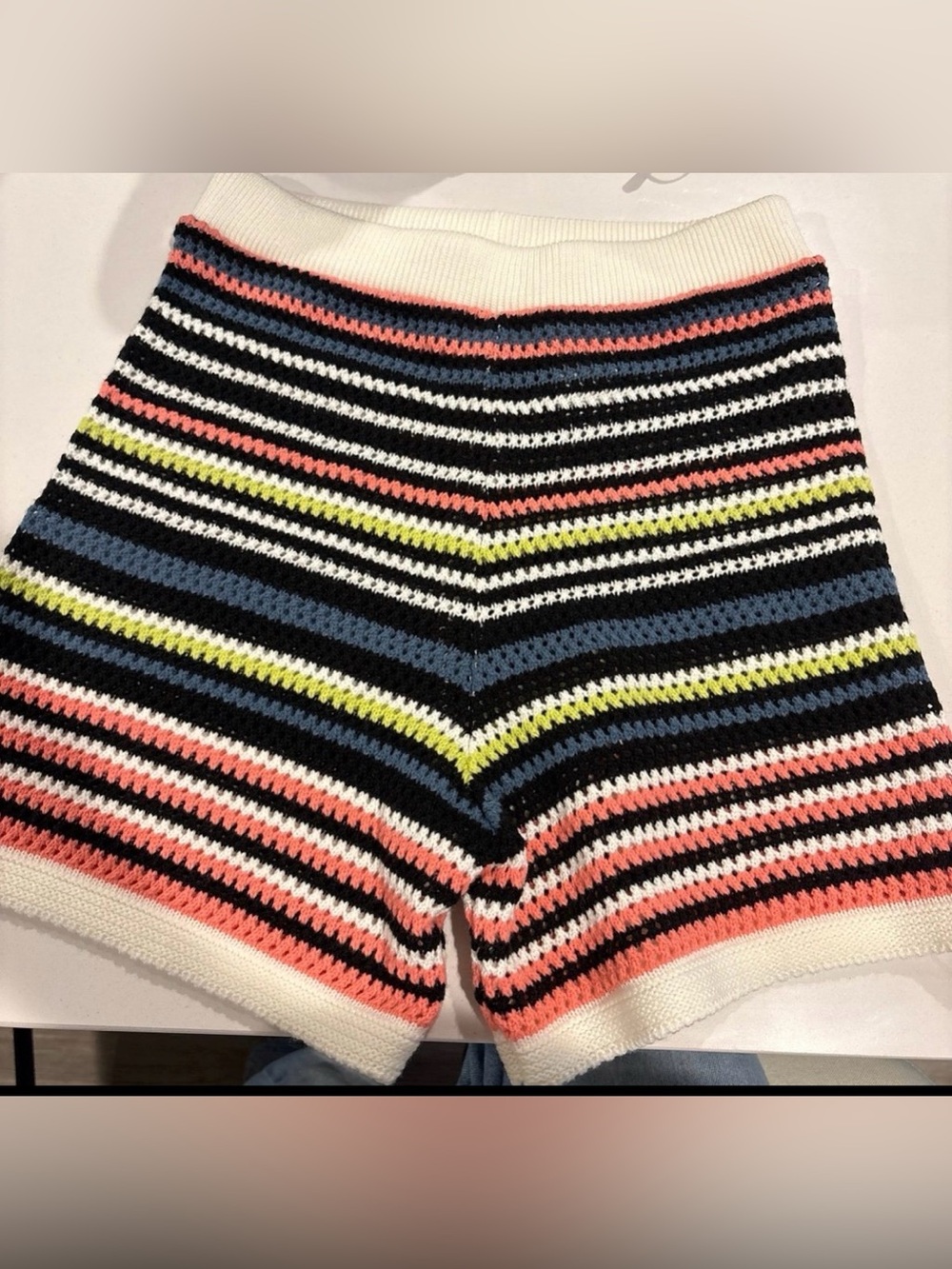 Nasty Gal Coral, Navy, White & Black Striped Knit High-Waist Shorts